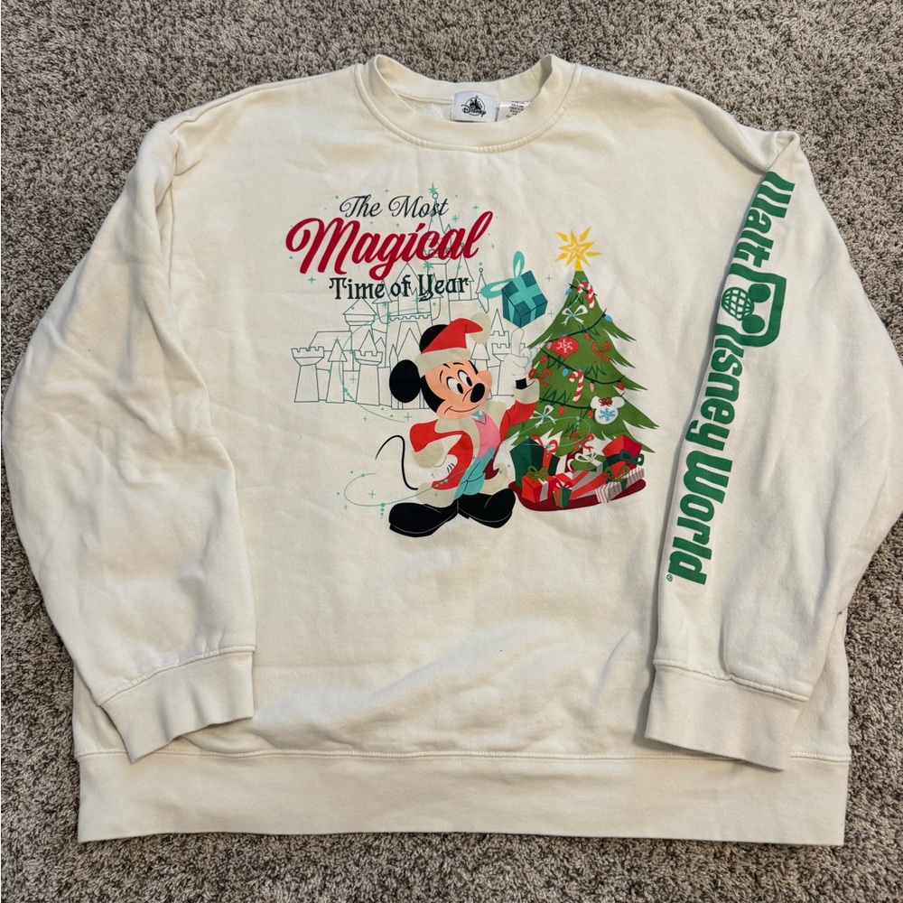Disney Cream White Holiday Sweatshirt